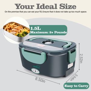 Buddew Electric Lunch Box 1.5L – Portable Food Warmer, Green