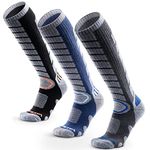 WEIERYA Ski Socks 2/3 Pairs Pack for Skiing, Snowboarding, Outdoor Sports Performance Socks Black Grey Blue L 3 Pairs