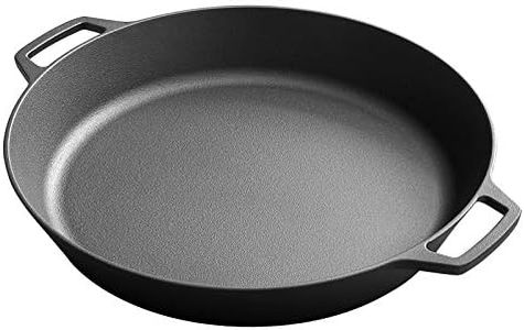 EDGING CASTING Pre-Seasoned Cast Iron Skillet, Large 15" Dual Handle Frying Pan for Bread, Baking,Pizza, Outdoor Cooking, Camping, Grill, Stovetop, Oven Safe Cookware