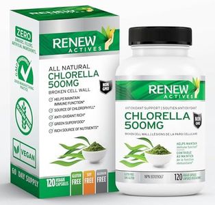 Renew Actives Chlorella Supplements - Source of Antioxidant - Promotes Health & Overall Wellness - 120 Veggie Capsules