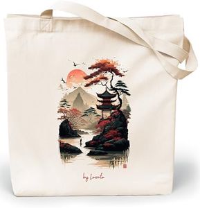 Loxato Bolsa Tela Tote Bag Tela Bolsos Bandolera Mujer Bolsas de Algodón Natural 100% Bolsas Reutilizables Extra Ancho 8cm Asas Largas 70cm 220 gr/m2 Bolsas de Tela Bonitas Bolsas de Tela Grande