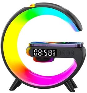 Wireless Charger Pad Stand Speaker TF Card RGB Night Light Lamp Alarm Clock Fast Charging Station Dock for iPhone Samsung Xiaomi NO Battery B