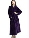 BIFINI Unisex Luxury Sherpa Bathrobe Full Length Zip Up Housecoat Sleepwear Purple L