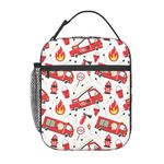 VANZEV Fire Trucks Lunch Box for Kids Adults Girls Boys Lunch Bag Cooler Tote Reusable Insulated Lunch Bag Container Gifts for Office Picnic Travel Work School