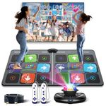 FWFX Dance Mat Toys for Kids, Double User Wireless Controller Electronic Dance Mats, Plug And Play Dancing Mats for TV with HD Camera, Exercise Dancing Mat for Family Games, Gifts for Girls Boys