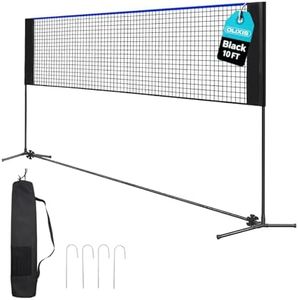 OLIXIS Portable Badminton Net, Height Adjustable Volleyball Net, Badminton Net with Carry Bag, Volleyball Net for Pool, BackyardGame Indoor Outdoor Use, 10FT Wide, Blue