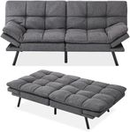 Opoiar Futon Sofa Bed Memory Foam Futon Couch Sleeper Sofa Convertible Fabric 71 Inch Futons Grey with Arm Rest, Metal Legs, Living Room Small & Compact Spaces, Easy Assembly