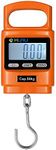 Klau Portable Fish Weighing Scales 100 lb / 1600 oz Heavy Duty Digital Hanging Scale LCD Display with Backlight Orange for Home Farm Hunting Outdoor