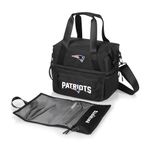 PICNIC TIME NFL New England Patriots Tarana Lunch Bag Cooler with Utensils Made from Recycled Material, Lunch Box with Picnic Set, Upcycled Lunch Cooler Bag, (Carbon Black)