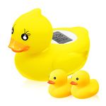 Baby Bath Thermometer Floating Toy, Rubber Duck Thermometer for Infants, Water and Room Safty Thermometer for Bathtub Bath Pool, with Temperature Warning, 2 Rubber Ducks