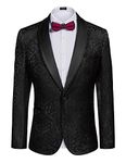 COOFANDY Men's Floral Tuxedo Suit Jacket Slim Fit Dinner Jacket Party Prom Wedding Blazer Jackets, Black Paisley Pattern, Small