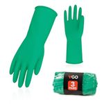 Vgo 3Pairs Reusable Household Gloves, Rubber Dishwashing Gloves, Kitchen Cleaning (M,Green,HH4601)