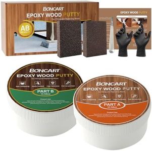 Boncart Epoxy Wood Putty, High Strength Filler Putty, Stainable 2-Part Epoxy Filler, 21.16 oz Structural Wood Repair Kit, Wooden Furniture Repair Kit for Damages (White)