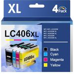 LC406XL Ink Cartridges for Brother Printer for Brother LC406XL LC406 LC 406XL for Brother LC406 Ink Cartridges Compatible with Brother MFC-J4335DW,MFC-J5855DW,MFC-J4535DW,MFC-J6555DW Printer (4 Pack)