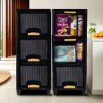 Kuber Industries 6 Units Modular Cabinet Storage Organizer (3 + 3) | Foldable Kid Wardrobe for Cloth & Toys | Easy to Assemble Closet & Space-Saving Cupboard/Plastic Almirah for Cloth | Black