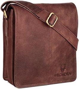 WildHorn Leather Sling Messenger Bag for Men I Multipurpose Crossbody Bag I Travel Bag with Adjustable Strap I Utility Bag I Dimension : L-8 inch W-2.75 inch H-9.5 inch