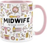 Purely Home Midwife Mug - Humourous Trades Funny Novelty Gift - Tea/Coffee Hot Drinks Pink Ceramic Cup Present for Midwives/Fertility Doctors