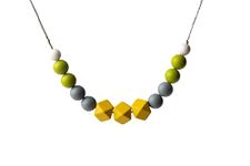 CHARISMOMIC Coal and Canary Teething Jewelry for Moms to Wear, Breastfeeding/Nursing Necklace, Teethers Sensory Chewing for (0-1 Year). BPA Free, Silicon Beads/Certified/ 100% Food Grade