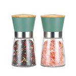 Vucchini Salt and Pepper Grinders 2 Set with Ceramic Core Cinnamon,Adjustable Coarseness,Green,Bamboo,Spice Mills,Home Kitchen Birthday,Housewarming Gifts