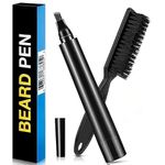 Beard Pen & Brush Kit For Men Fill Patchy Beard Styling Instant Fix Coverage & Natural Finish Waterproof, Long-Lasting Pencil For All Skin, Beard, Moustache & Eyebrows Included (Black)