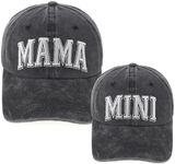 2PCS Mam and Mini Matching Baseball Caps,Parent-Child Hat, Adjustable Cotton Embroidered Baseball Hat for Mom Girl/Boy, Black