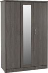 Seconique Lisbon 3 Door Wardrobe in Black Wood Grain