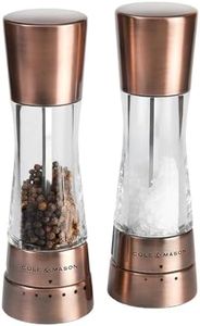 Cole & Mason Derwent Salt & Pepper Mill Gift Set - Salt & Pepper Shaker & Grinder with Adjustable Coarseness - Gourmet Precision Mill Set - Stainless Steel & Acrylic Grinders - Copper