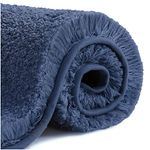 VANZAVANZU Extra Large Bath Mat 24"x36" Ultra Soft Absorbent Non Slip Fluffy Thick Microfiber Cozy Bathroom Rugs for Tub Shower Bathroom Floors Accessories (Navy Blue)