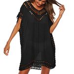 Cover Ups for Women Beachwear Hollow Out Beach Dress Bikini Swimsuit Bathing Suit Cover Up (Black, One Size)