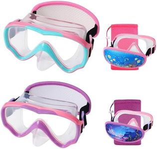 RUIGAO 2PK Goggles Kids 6-14, Diving Mask Neoprene Padded Strap，Water Goggles Do not Pull Hair