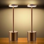 Hapfish 2 Pack Rechargeable Cordless LED Table Lamp, 5000mAh Battery Operated Table Lamps, 3 Color Modes, Dimmable, USB Desk Light for Home, Dining, Indoor, Outdoor, Living Room – Brown