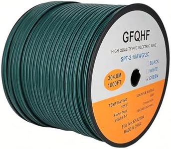 GFQHF 1000FT Green SPT-2 Zip Cord Wire 18/2 Extension Electrical Cable, UL Listed 18 Gauge Wire, Work with SPT-2 Vampire Plug
