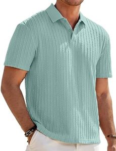 JMIERR Mens Polo Shirt Summer Short Sleeve Vacation Button Beach Collared Knit Golf Shirts, S, Green