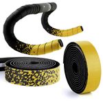 Bike Handlebar Tape,Comfortable Non-Slip Damping Sweat Breathable Delicate Touch Gradient EVA Foam self-Adhesive, with 2 Bar Plugs,Cycling Bar Wraps (Gold)