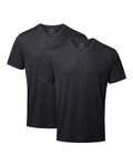DANISH ENDURANCE Men's T-Shirts, Organic Cotton T-Shirts for Men, Multipack, V-Neck, Short Sleeve, Premium Soft Blend, 2-Pack - Jet Black, M