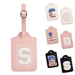 Hbhpov Personalized Initial Letter Luggage Tags for Suitcases,PU Leather Baggage Tag with ID Label and Full Privacy Protection Travel Set Accessories,Trip Gifts Ideal for Teen Girls Women Friend Mom