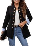 SweatyRocks Women's Casual Blazers Button Open Front Lightweight Work Office Suit Jackets Blazer Black Striped Large