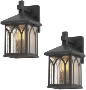 Inlight 11 4/5" High Black Finish and Seeded Glass Outdoor Wall Lantern (Set of 2), Bulb Not Included, IN-0603-1-BK