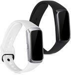 kwmobile Straps Compatible with Samsung Galaxy Fit (SM-R370) Straps - 2x Replacement Silicone Watch Bands - White/Black