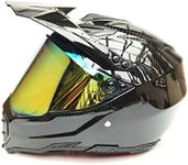 Woljay Carbon Fiber Off-Road Full Face Motorcycle Helmet Racing Helmets Motocross ATV Glass Black (Multicolour, Large)