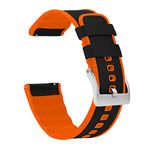 BARTON WATCH BANDS 22mm Black Top/Pumpkin Bottom - Cordura Fabric and Silicone Hybrid Watch Bands with Integrated quick release spring bars Stainless Steel Hardware