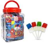 Fresh Finest Popsicle Shaped Ice Cream Lollipops - Individually Wrapped Suckers, Multicolor Lollipops Best for Summer, Goodie Bags, Party Favors - 70 Pack Bulk