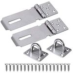 2 Sets Door Padlock Hasp Heavy Duty Stainless Steel Padlock Hasp and Staple Security 4 Inch Padlock Hinge Latch Shed Lock Hasp Door Clasp Gate Lock Latch for Internal External Door Cupboard Cabinet