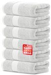 White Classic Luxury Hand Towels | Cotton Hotel spa Bathroom Towel | 16x30 | 6 Pack | Silver