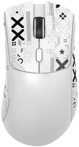 Attack Shark R1 Wireless Gaming Mouse, PixArt PAW3311 Optical Sensor 18K DPI, 59g Lightweight 2.4Ghz/BT5.2/Wired Computer Mice with Programmable Buttons for PC/Laptop/Win/Mac - White&Tape