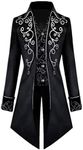 Crubelon Men's Steampunk Vintage Tailcoat Jacket Gothic Victorian Frock Coat Uniform Halloween Costume, Black, 3X-Large