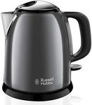 Russell Hobbs Colours+ 24993-70 Small Kettle [1.0 L] Stainless Steel Grey (2400 W, Quick Boil Function, Removable Limescale Filter, External Water Level Indicator, Small Travel Kettle) Tea Maker