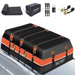 Car Roof Bag, 30 Cubic Feet Large Soft-Shell Waterproof Rooftop Cargo Carrier Luggage Storage Bag for All Vehicles SUV with/Without Rails, Orange