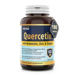 Herba Quercetin with Bromelain, Zinc, and Copper – 180 Capsules | Quercetin Supplement for Immune Support | Help Relieve Swelling and Inflammation | Made in Canada