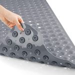 Yimobra 2-Pack Original Bath Tub Shower Mat Extra Long 16 x 40 Inches, Non-Slip with Drain Holes, Suction Cups, Machine Washable, Phthalate Free, Latex Free, BPA Free, Bathroom Mats,Gray